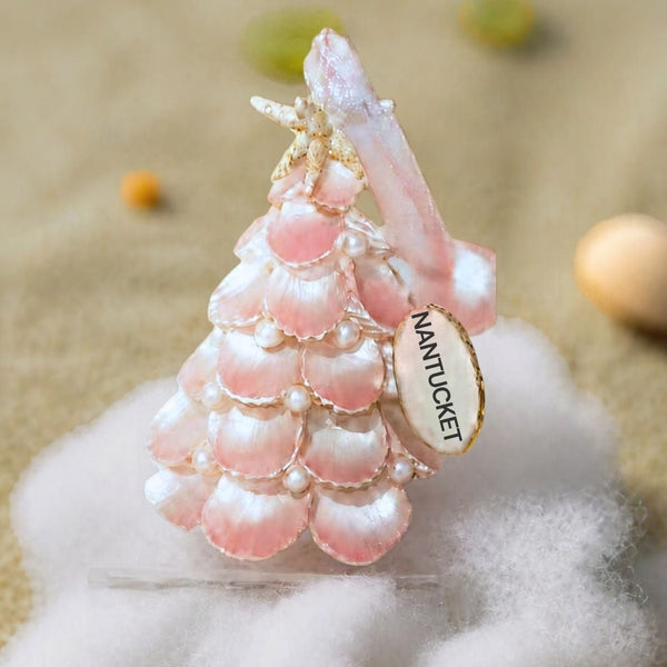 NANTUCKET SHELL CHRISTMAS TREE WITH PEARLS ORNAMENT