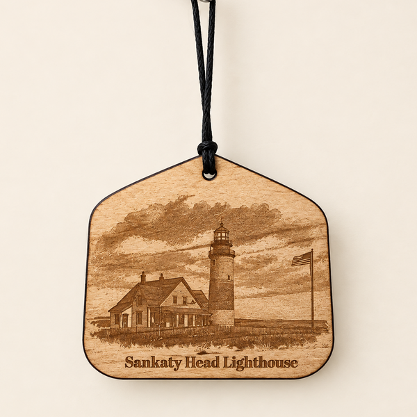 VINTAGE SANKATY HEAD LIGHTHOUSE WOOD ORNAMENT