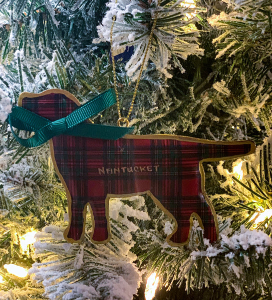Plaid Nantucket Labrador Ornament
