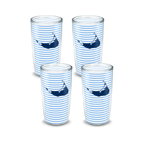 16 oz Nantucket Blue Stripe Tervis - Set of 4