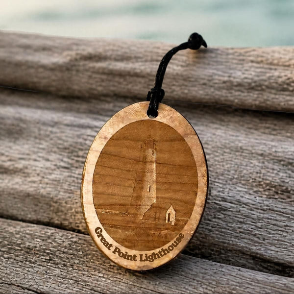 VINTAGE GREAT POINT LIGHTHOUSE WOOD  ORNAMENT