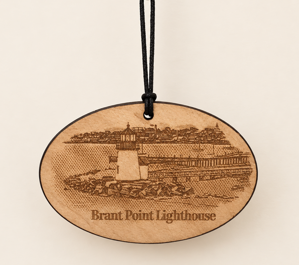 VINTAGE BRANT POINT LIGHTHOUSE WOOD ORNAMENT