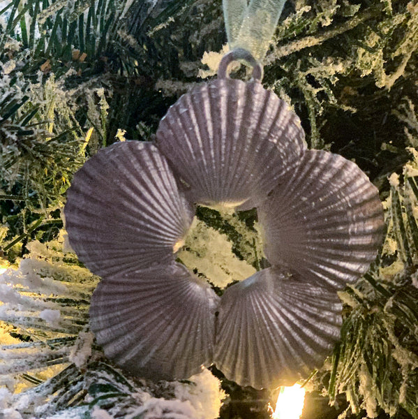 Pewter Scallop Shell Wreath Ornament