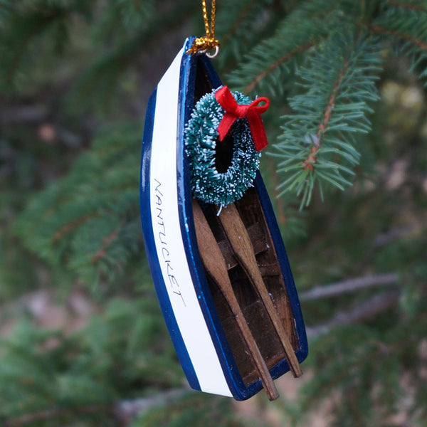 Nantucket Dory Boat with Oars Ornament