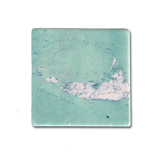 Vintage Nantucket Turquoise Map Magnet