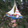 Nantucket Santa & Gifts on Sailboat Ornament